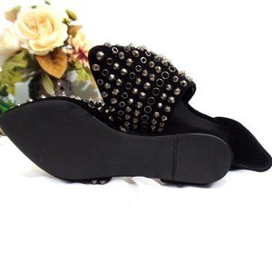 Cameron Black Suede Silver Studded Flats - Shoemint